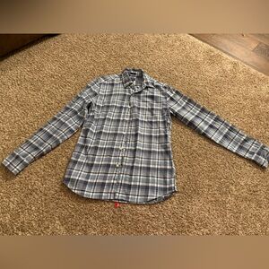 J. Crew Blue and Cream Plaid Flannel Shirt